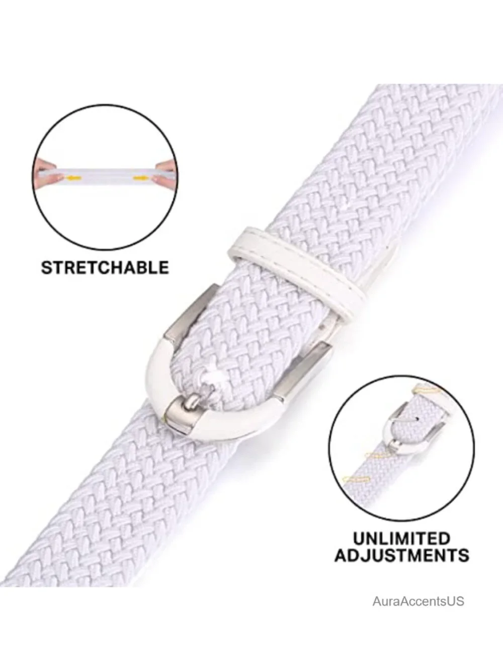 Stretch Woven Belt for Men - Golf Style, Prong Buckle, Gift Box